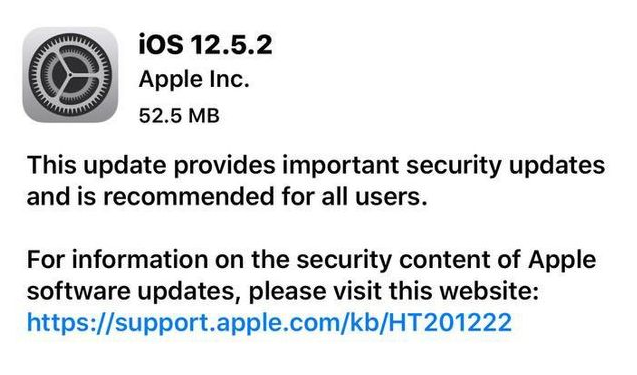 海晏苹果手机维修分享iOS12.5.2发布，建议所有老苹果用户安装 
